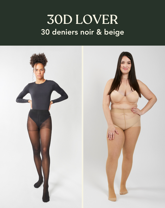 30D LOVER Geschenkset: Duo aus 30-Denier-Mütze in Schwarz und Beige (Revolutions)