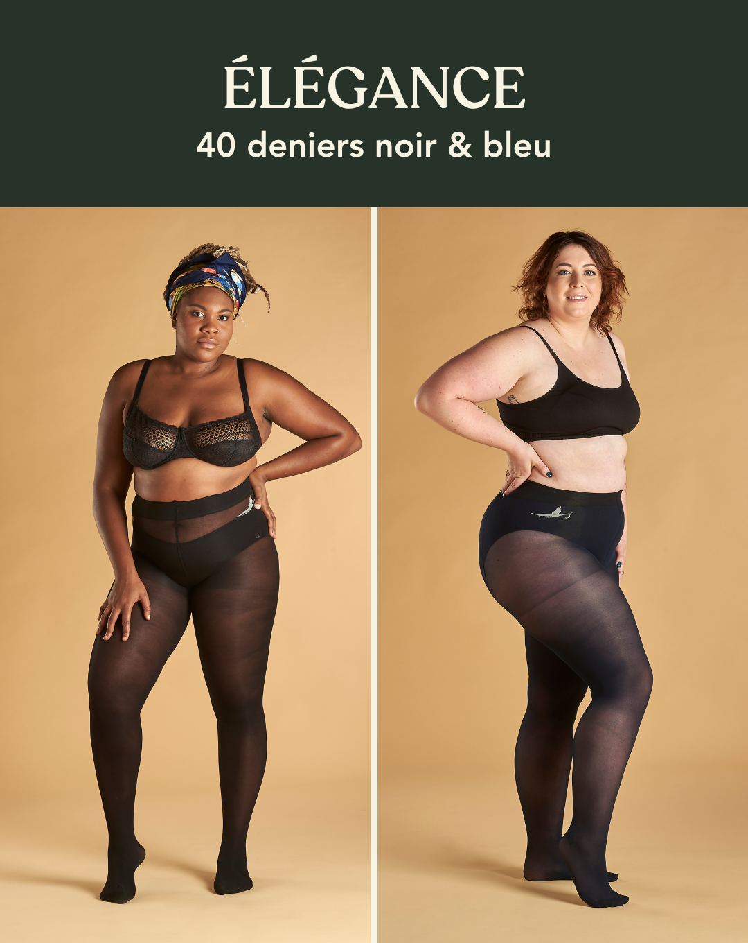 Coffret ÉLÉGANCE : duo 40 deniers noir et bleu