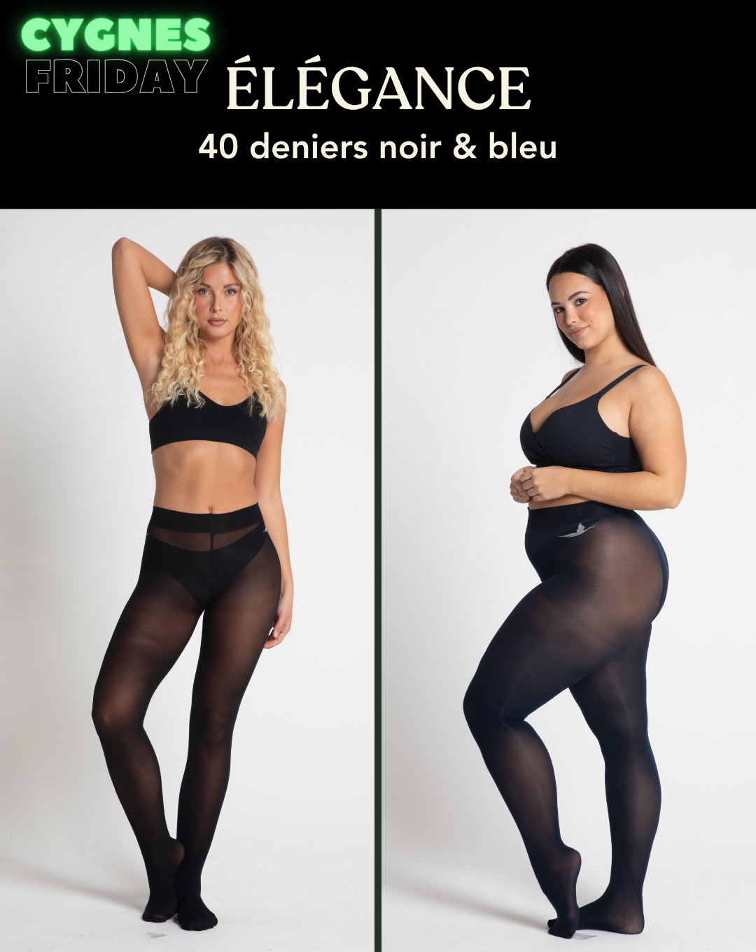 Coffret ÉLÉGANCE : duo 40 deniers noir et bleu