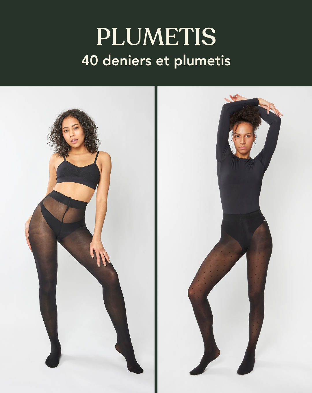 PLUMETIS Geschenkset: 40 Denier schwarzes und Plumetis Duo