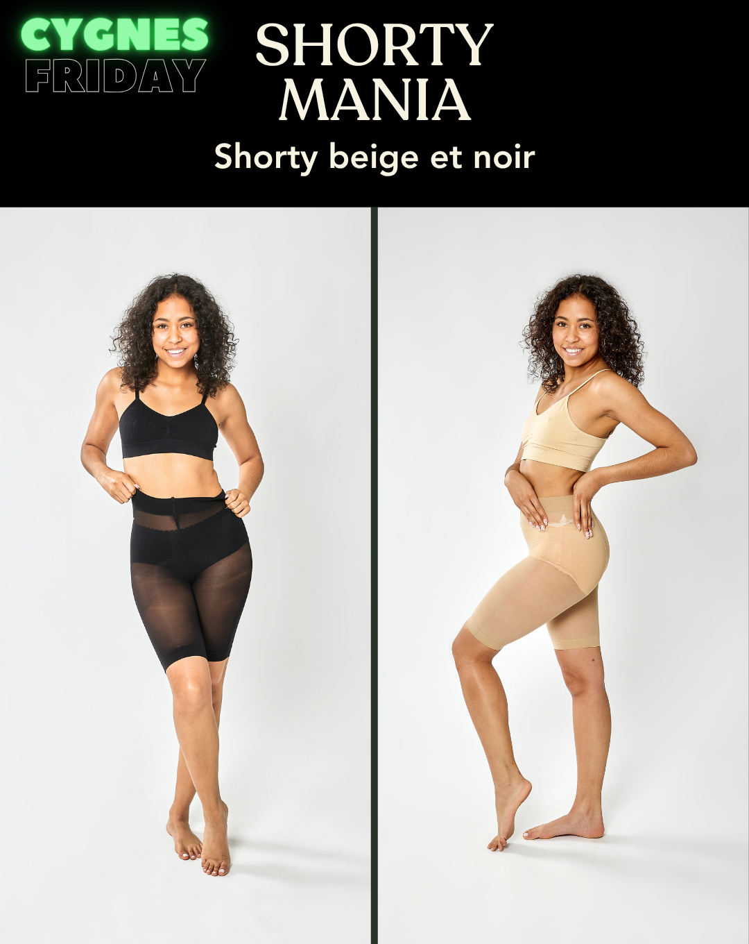 Coffret SHORTY MANIA : shorty beige et noir