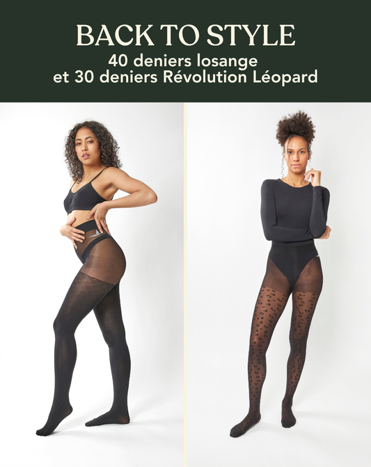 Coffret BACK TO STYLE : duo 40 deniers Losange et 30 deniers Révolution Léopard