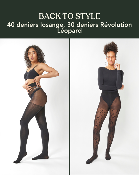 Coffret BACK TO STYLE : duo 40 deniers Losange et 30 deniers Révolution Léopard