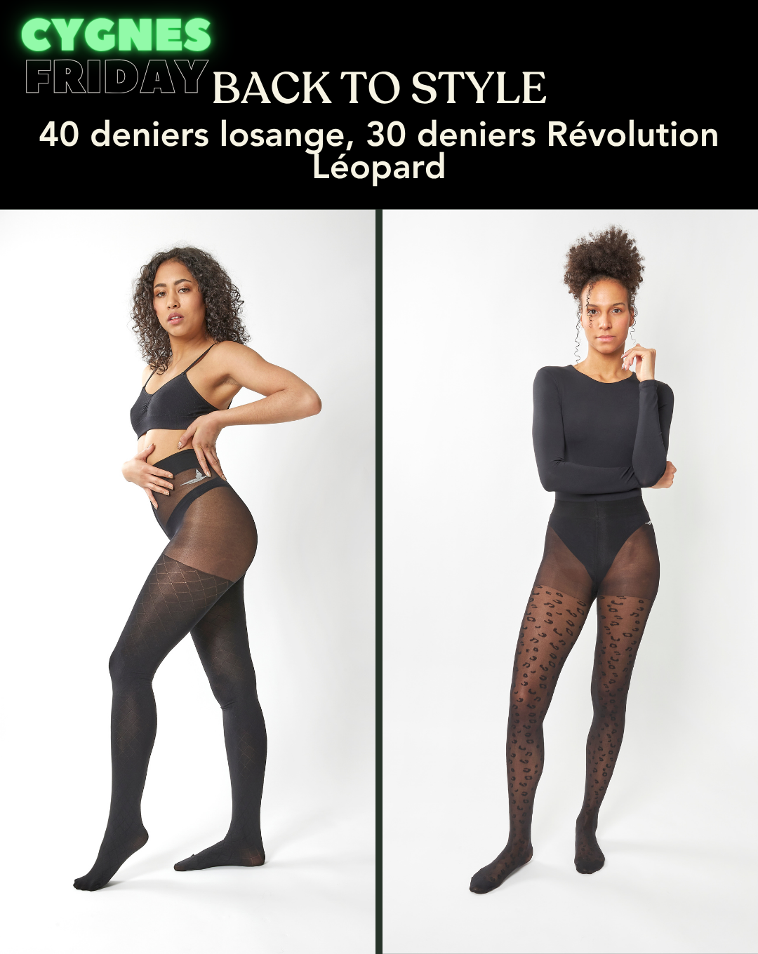 Coffret BACK TO STYLE : duo 40 deniers Losange et 30 deniers Révolution Léopard