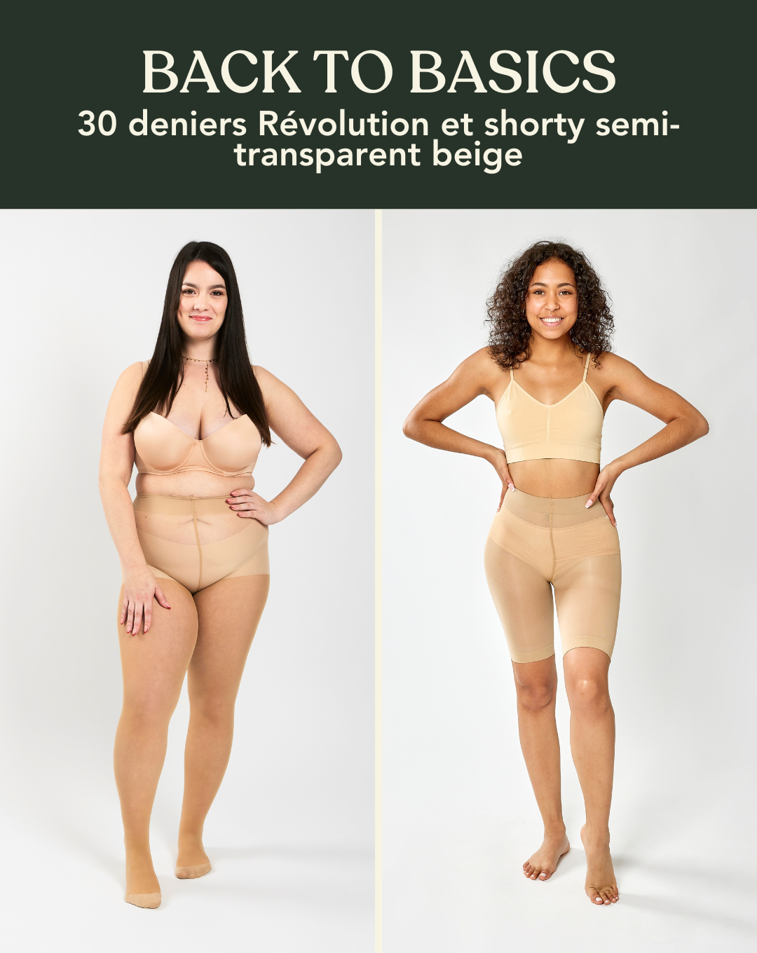 BACK TO BASICS Geschenkset: 30 Denier Revolution Shorty in Schwarz und halbtransparent
