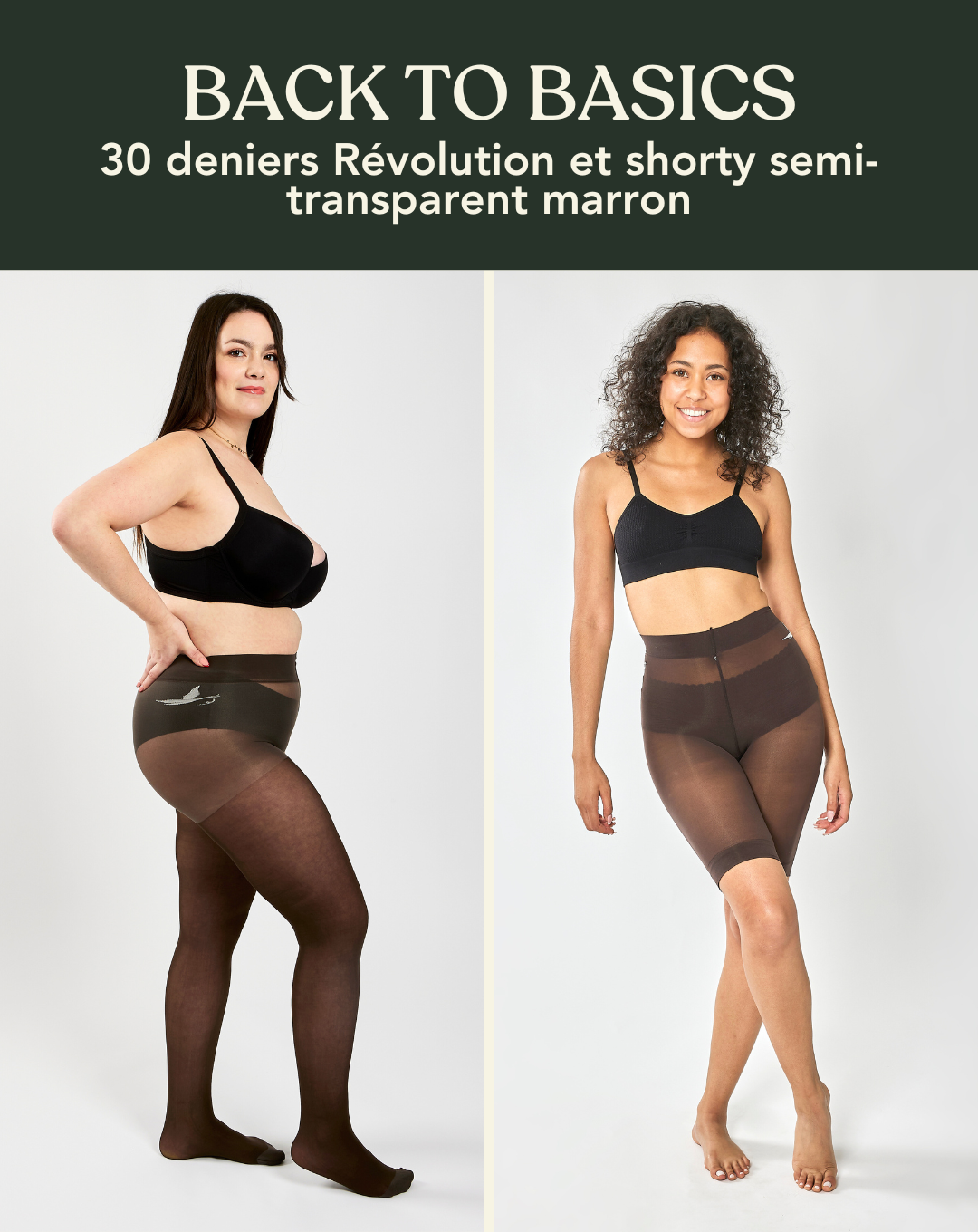 BACK TO BASICS Geschenkset: 30 Denier Revolution Shorty in Schwarz und halbtransparent