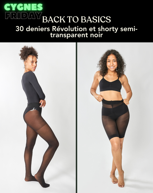 Coffret BACK TO BASICS : 30 deniers Révolution noir et shorty semi-transparent