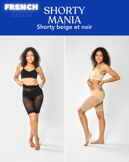 Coffret SHORTY MANIA : shorty beige et noir