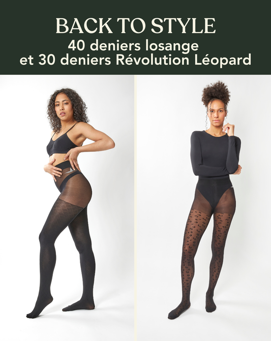 Coffret BACK TO STYLE : duo 40 deniers Losange et 30 deniers Révolution Léopard