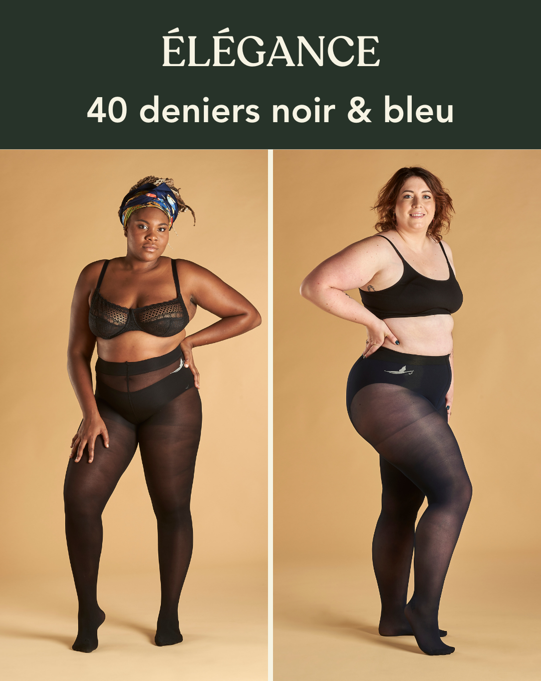 Coffret ÉLÉGANCE : duo 40 deniers noir et bleu
