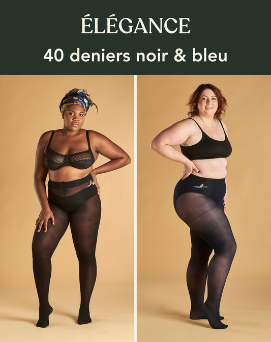 Coffret ÉLÉGANCE : duo 40 deniers noir et bleu