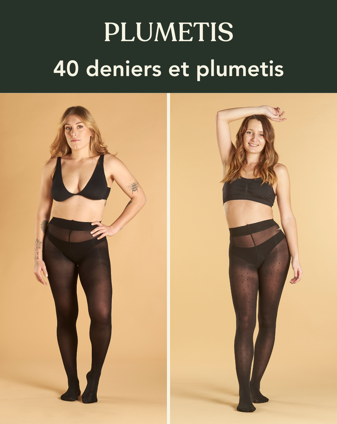 Coffret PLUMETIS : duo 40 deniers noir et plumetis