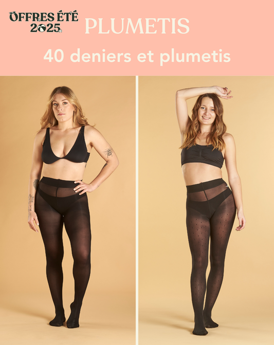 Coffret PLUMETIS : duo 40 deniers noir et plumetis