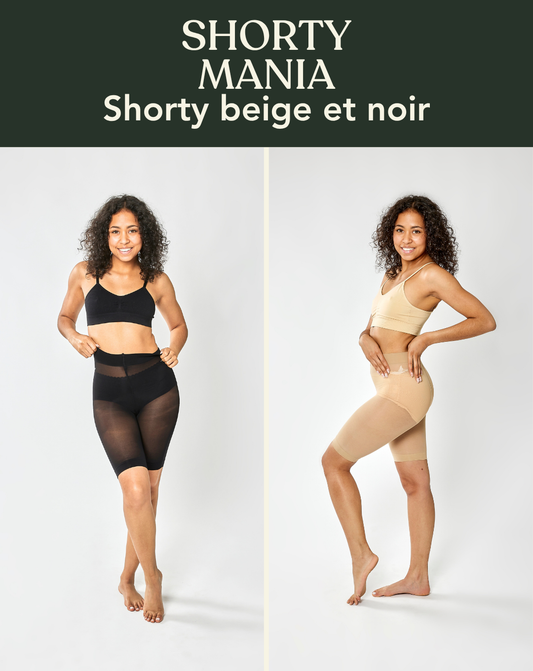 Coffret SHORTY MANIA : shorty beige et noir